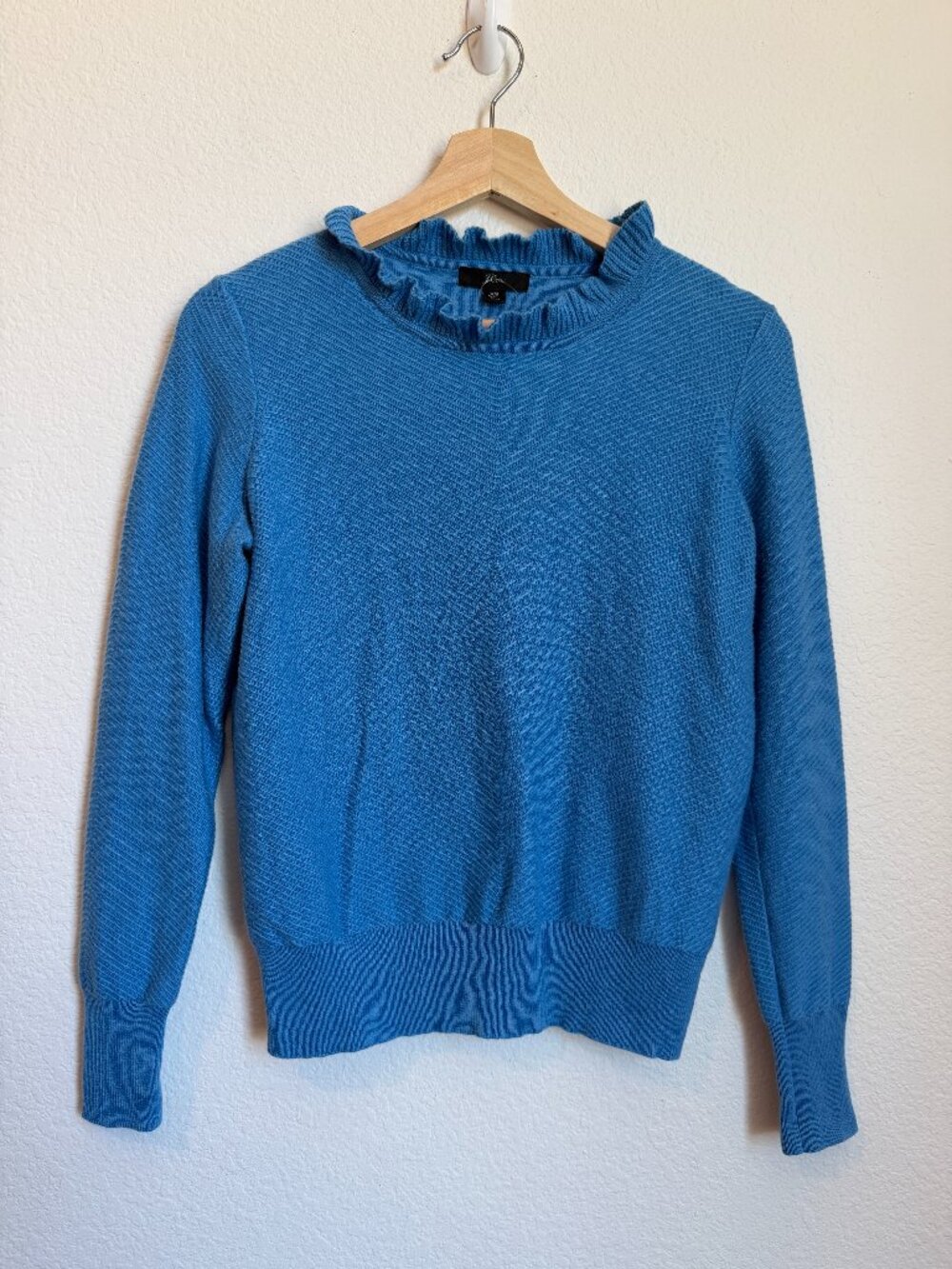 J. Crew Ruffle Neck Pullover Sweater Blue XS